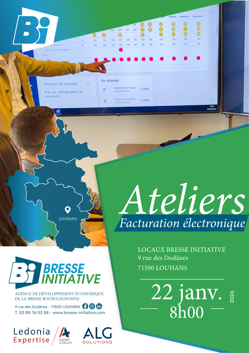 Atelier "Facturation électronique" 20/01/2026 animé par Lédonia Expertise et organisé par Bresse Initiative